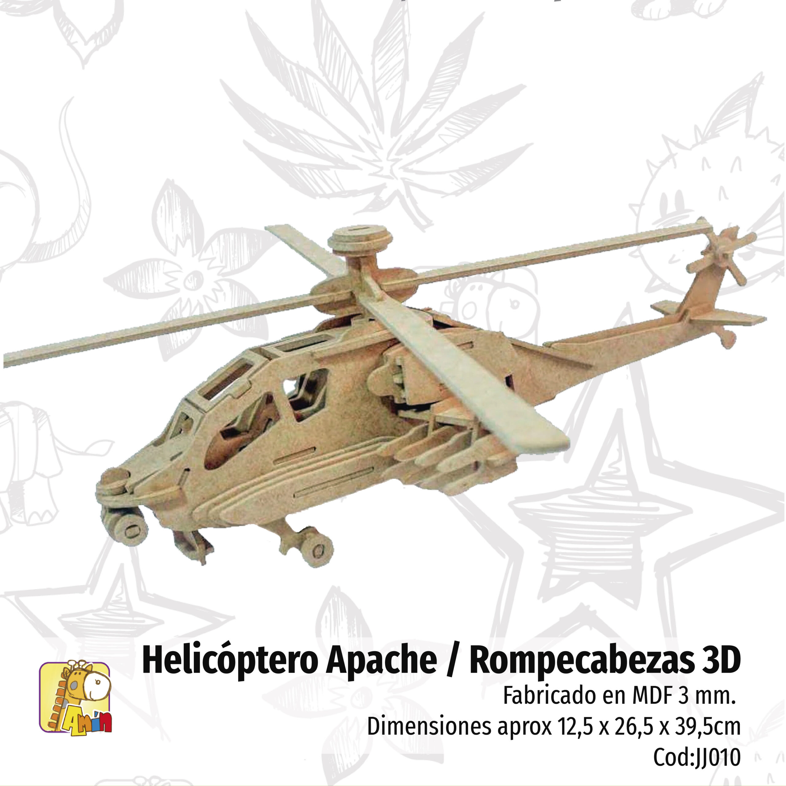 Helicóptero Apache — Rompecabezas 3D